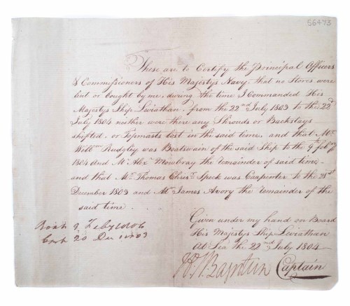 Lot 48 - Admiral William Bayntun signed letter dated 22nd