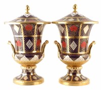 Lot 111 - A Pair of Caverswall Romany lidded urns