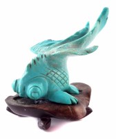 Lot 144 - Early 20th century Chinese turquoise figure of a Carp