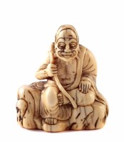 Lot 167 - 19th century Japanese ivory figure of a seated Sennin