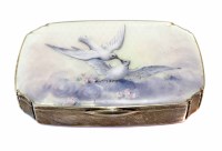 Lot 186 - Continental silver enamelled box depicting dove.