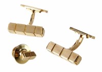 Lot 196 - Pair of Georg Jensen 18ct gold cufflink and tie-tack boxed set