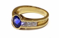 Lot 213A - 18ct yellow gold sapphire and diamond ring