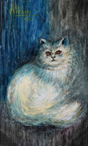 Lot 297 - Arthur Delaney, Portrait of a cat, oil.