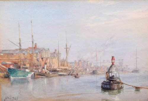 Lot 385 - Harold William Stagg, Poole Harbour, watercolour.