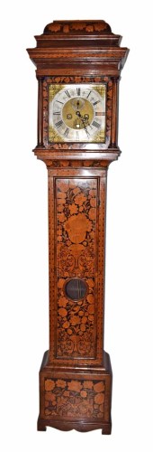 Lot 408 - A late 17th century walnut and beech marquetry inlaid longcase clock.