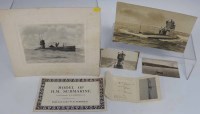 Lot 23 - Four photographs depicting WW1 submarines, one on card No. C29 (59), one on Christmas Yew Year Card 1912/1913 submarine O2 and two pictures without nu