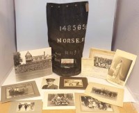 Lot 24 - W. Morse black kit bag (14856567), Army reserve certificate of transfer 1947 and record of transfer (W.J. Morse), photos of Indian Airborne Divisions