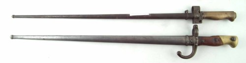 Lot 57 - French Gras rifle 1874 bayonet and scabbard, and a Gras bayonet and scabbard.