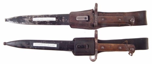 Lot 65 - Two Austrian bayonets with scabbards and frogs.