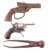 Lot 106 - Blank fire revolver, toy cap gun, bullet mould.