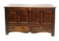 Lot 412 - Early 18th century oak jointed chest