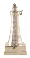 Lot 19 - Silver presentation table lighter in the form of a lighthouse of sailing interest