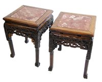 Lot 403 - Pair of mid 19th century Burmese or Chinese rosewood occasional tables.