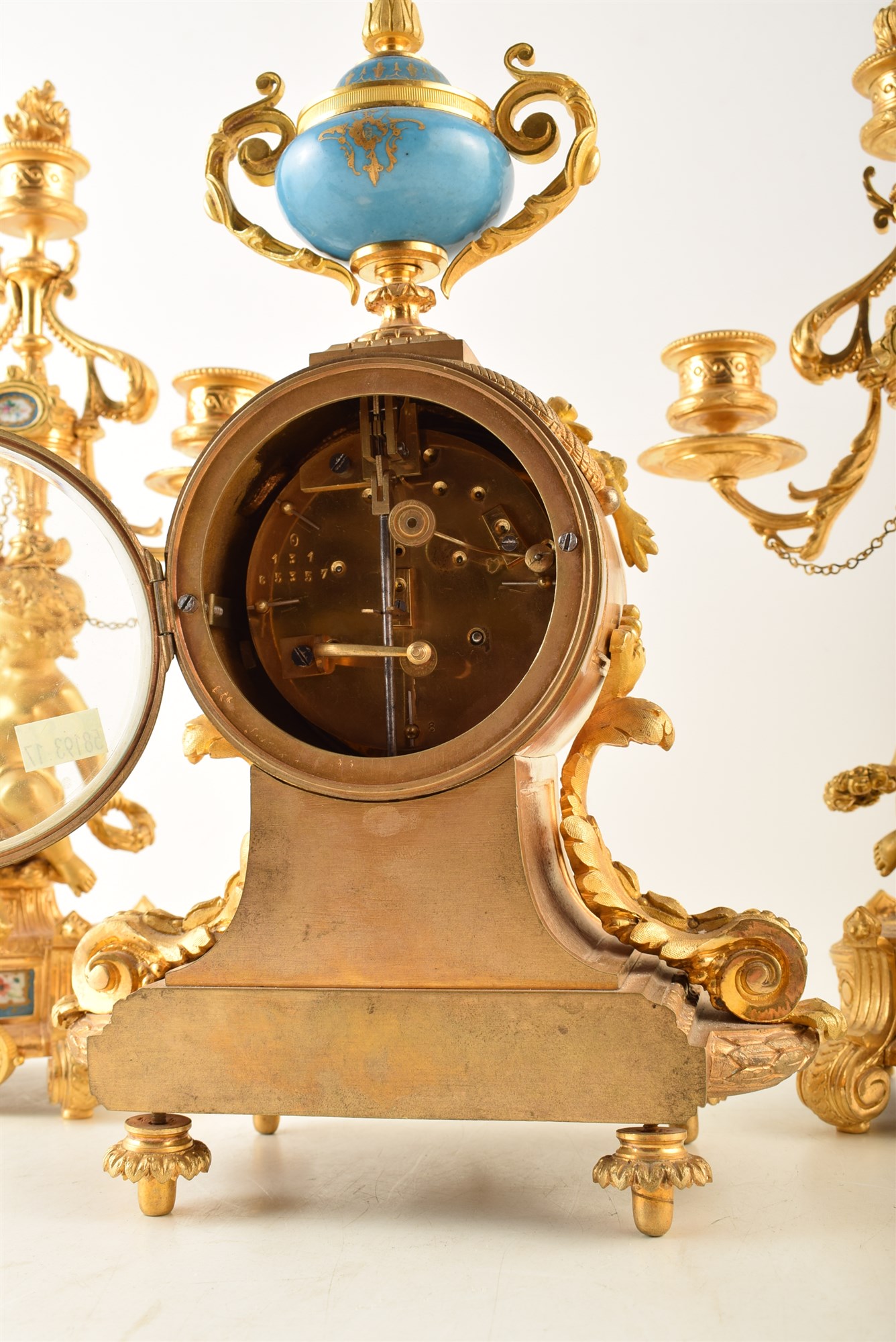 Lot 667 Ormolu mantel clock with ceramic painted