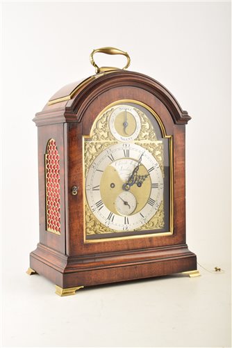 Lot 335 - A mid 18th century mahogany bracket clock by Christopher Moon of London