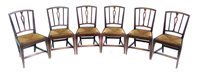 Lot 378 - A set of six Hepplewhite design, 19th century oak framed single chairs.