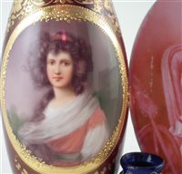 Lot 148 - Wagner vase, enamel on copper vase and an oval plaque.