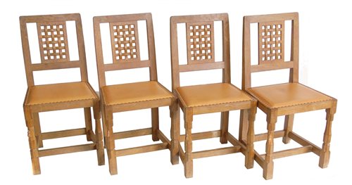 Lot 456 - Four Mouseman dining chairs
