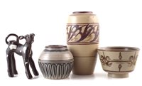 Lot 166 - Bullers calf and three vases