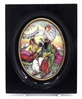 Lot 190 - A framed porcelain plaque monogrammed TST "Christmas 1936 from Aida"