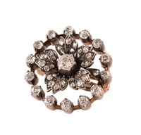 Lot 42 - Victorian diamond circular floral brooch pendant