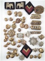 Lot 100 - A collection of 4/7 Dragon Guards uniform badges, buttons etc together with a collection of other uniform items