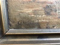 Lot 595 - Cornelis Jan Mension, River view with cathedral, oil.
