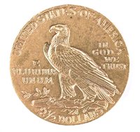 Lot 3 - A two and a half dollar gold eagle coin, 4.2 grams, dated 1911.