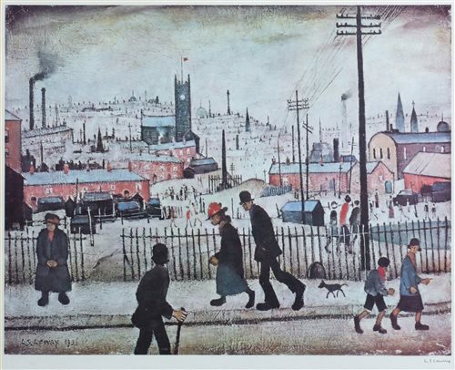 Lot 473 - After L.S. Lowry, "View of a Town", signed print.