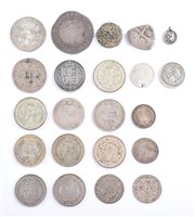 Lot 6 - George I shilling, 1723 and various other George III and IV and Victoria shillings and sixpences and others.