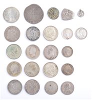 Lot 6 - George I shilling, 1723 and various other George III and IV and Victoria shillings and sixpences and others.