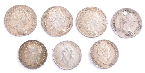 Lot 9 - Quantity of silver threepence pieces to include George III, William IV and Victoria.
