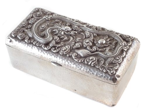 Lot 328 - Chinese silver canton cigarette box.