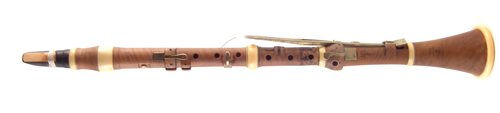 Lot 120 - Boxwood clarinet by Key London c.1850, with ivory fittings and brass keys, 59cm long