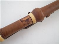 Lot 120 - Boxwood clarinet by Key London c.1850, with ivory fittings and brass keys, 59cm long