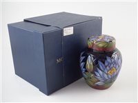 Lot 234 - Moorcroft Blue Lotus pattern Ginger Jar