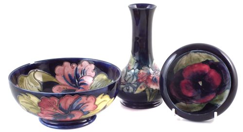 Lot 236 - Moorcroft vase, pin dish bowl.