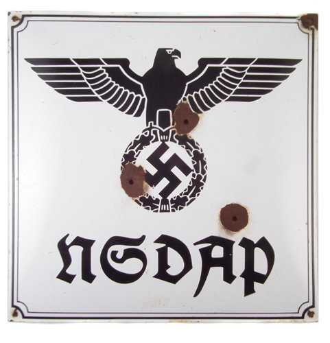 Lot 36 - German WW2 Third Reich Nazi Party Headquarters enamel sign, 50cm square.