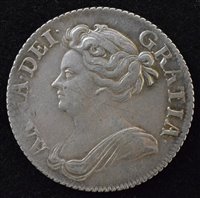 Lot 20 - Queen Anne Shilling, 1709 and Charles II Penny, 1670 (2).