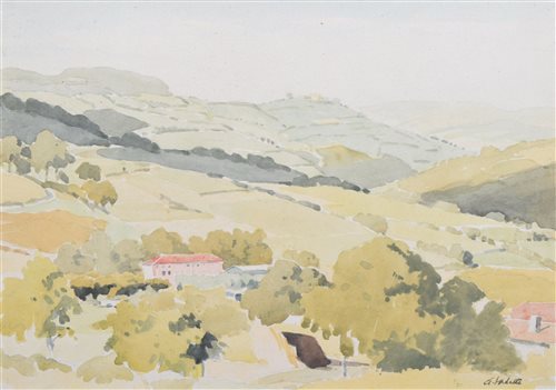 Lot 573 - Pierre Adolphe Valette, French rural scene, watercolour.