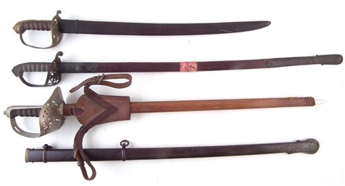 Lot 174 - 1822 pattern sword, short sword and one other ER sword