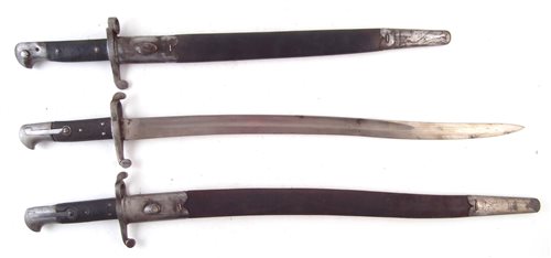 Lot 167 - Three British Victorian bayonets, two with scabbards