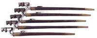 Lot 183 - Five socket bayonets with scabbards