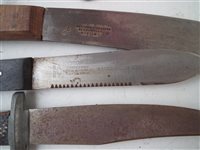 Lot 168 - Six machetes and five knives and Sudanese sword