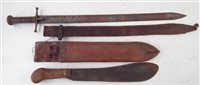 Lot 168 - Six machetes and five knives and Sudanese sword