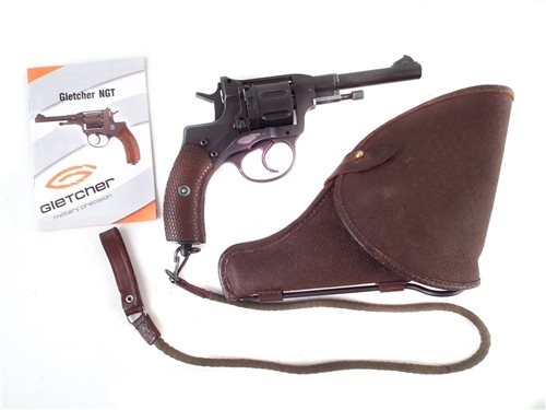 Lot 245 - Gletcher  air pistol revolver nagant with cartridges holster and instructions No. 25 NGT 1903 4.5mm