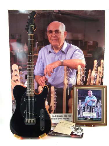 Lot 95 - G & L Broadcaster presented to Mike Cooper with signed Leo Fender presentation card
