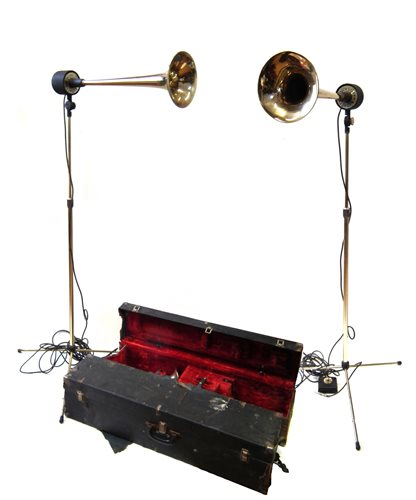 Lot 155 - Two Wurlitzer cased speaker/ brass horns