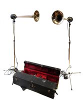 Lot 155 - Two Wurlitzer cased speaker/ brass horns
